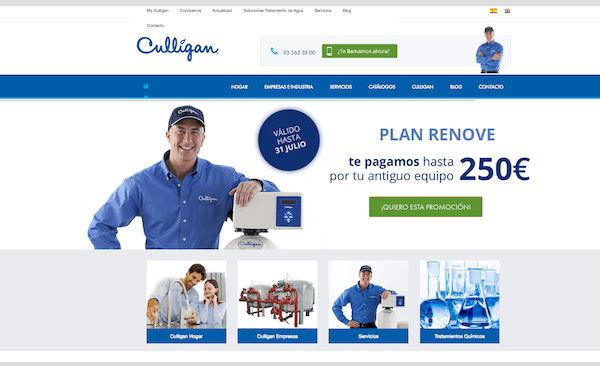 Landing pages para generar leads - Culligan