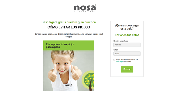 Landing pages para generar leads - NOSA Healthcare