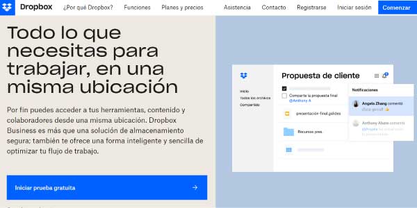 landing page dropbox