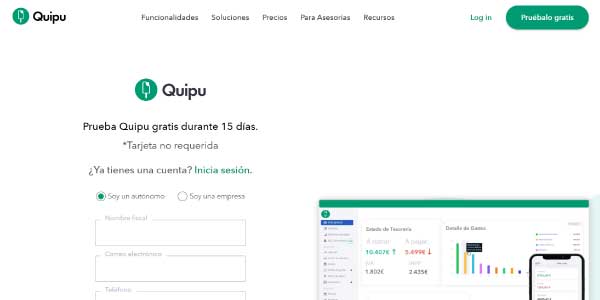 landing page Quipu